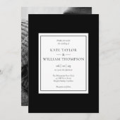 Klassieke moderne zwart-wit foto bruiloft kaart (Voorkant / Achterkant)