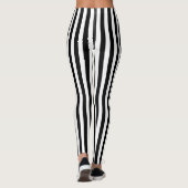 Klassieke Moderne Zwart-Wit Verticale Strepen Leggings (Achterkant)