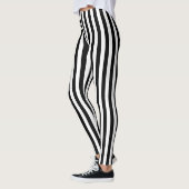 Klassieke Moderne Zwart-Wit Verticale Strepen Leggings (Links)