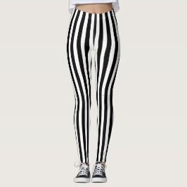 Klassieke Moderne Zwart-Wit Verticale Strepen Leggings