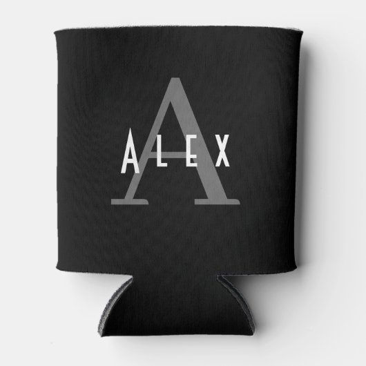 Klassieke, moderne zwart-witmonogram blikjeskoeler (Voorkant)