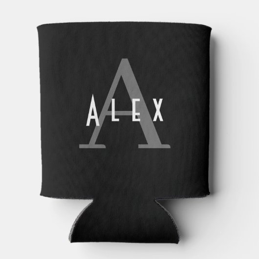 Klassieke, moderne zwart-witmonogram blikjeskoeler (Achterkant)