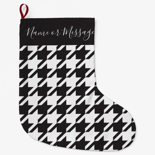 Klassieke moderne zwarte en witte hond grote kerstsok (Voorkant)