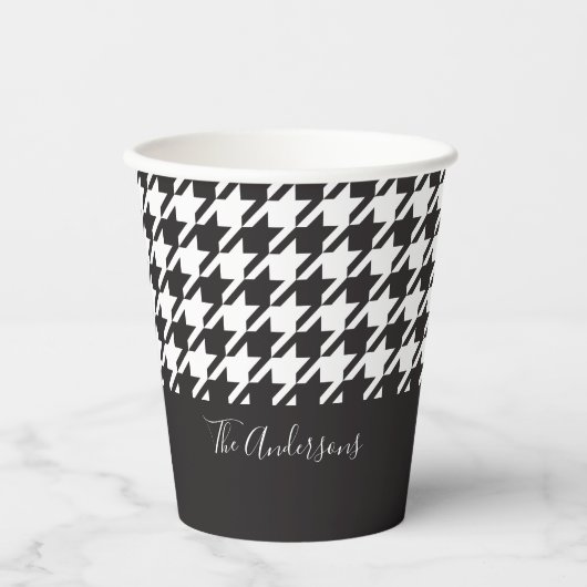 Klassieke moderne zwarte en witte hond papieren bekers (Voorkant)