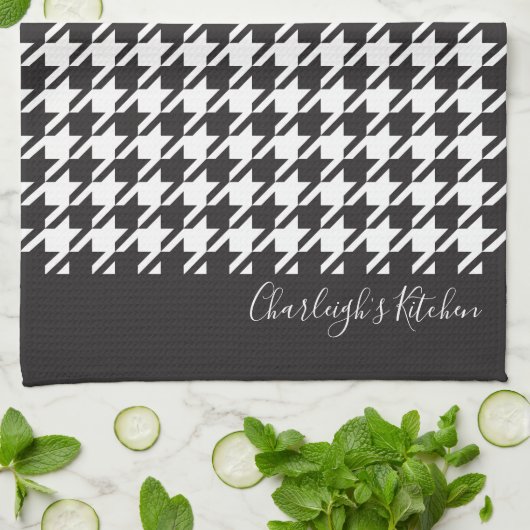 Klassieke moderne zwarte en witte hond theedoek (Gevouwen)