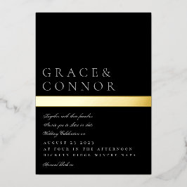 Klassieke moderne zwarte gouden olievlek folie uitnodiging