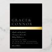 Klassieke moderne zwarte gouden olievlek folie uitnodiging (Voorkant)