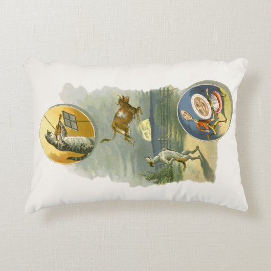 Klassieke Moeder de Gans-kinderrijm Hey Diddle Accent Kussen (Voorkant)