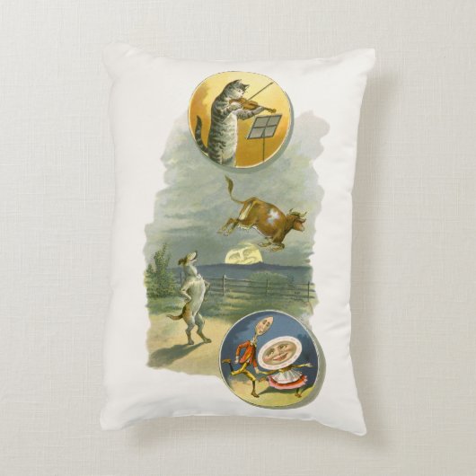 Klassieke Moeder de Gans-kinderrijm Hey Diddle Accent Kussen (Achterkant (Verticaal))