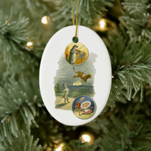 Klassieke Moeder de Gans-kinderrijm Hey Diddle Keramisch Ornament