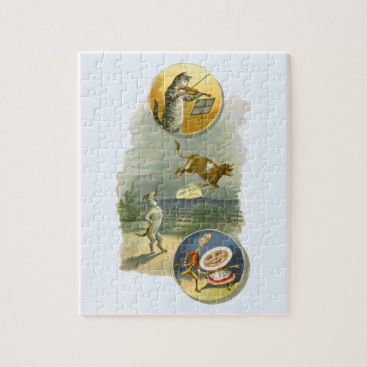 Klassieke Moeder de Gans-kinderrijm Hey Diddle Legpuzzel (Verticaal)