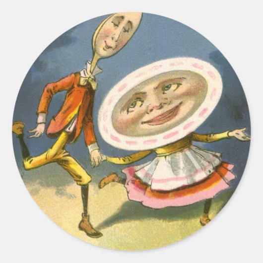 Klassieke Moeder de Gans-kinderrijm Hey Diddle Ronde Sticker (Voorkant)
