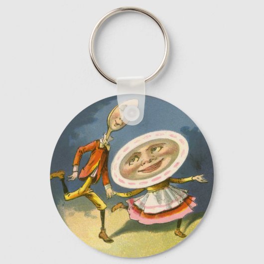 Klassieke Moeder de Gans-kinderrijm Hey Diddle Sleutelhanger (Achterkant)