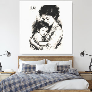 Klassieke Moeder & Kind 1982 Canvas Afdruk