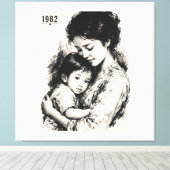 Klassieke Moeder & Kind 1982 Canvas Afdruk (Insitu (Houten vloer))