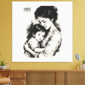 Klassieke Moeder & Kind 1982 Canvas Afdruk (Insitu (Woonkamer))