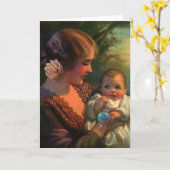 Klassieke Moederdagportret, Moeder en Baby Kaart (Gele Bloem)
