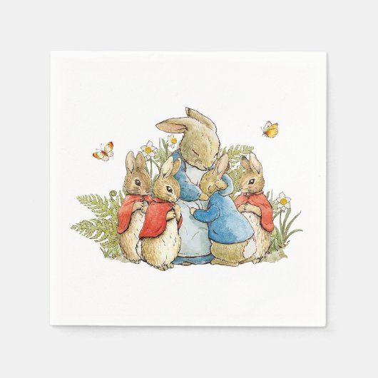 Klassieke moederkonijn en konijntjes servet (Voorkant)