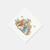 Klassieke moederkonijn en konijntjes servet (Hoek)