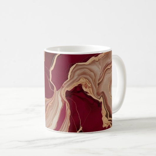 Klassieke Mok, 11 oz met rood marmeren ontwerp Koffiemok (Voorkant rechts)