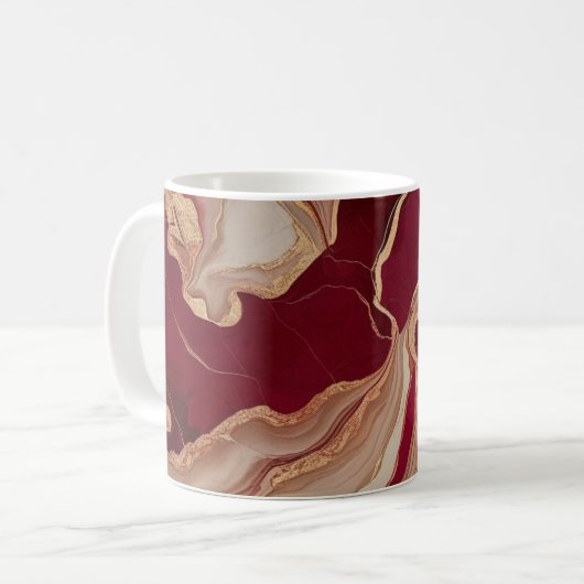 Klassieke Mok, 11 oz met rood marmeren ontwerp Koffiemok (Voorkant links)