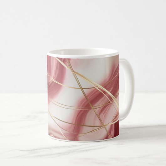 Klassieke Mok met baby roze marmeren ontwerp (Voorkant rechts)