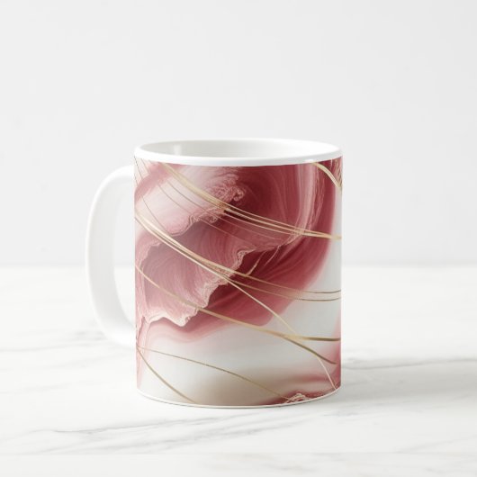 Klassieke Mok met baby roze marmeren ontwerp (Voorkant links)