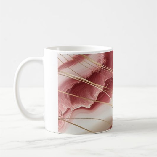 Klassieke Mok met baby roze marmeren ontwerp (Links)