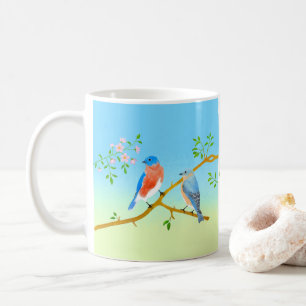 Klassieke mok met blauwe vogels