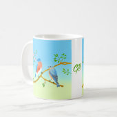 Klassieke mok met blauwe vogels (Voorkant links)