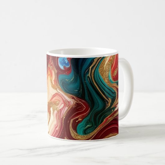 Klassieke Mok met gekleurd marmeren ontwerp (Voorkant rechts)
