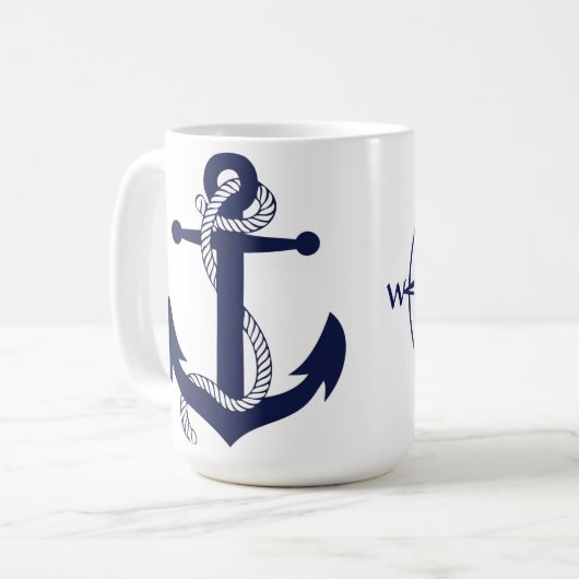 Klassieke Mok - Nautisch anker met Robe & Compass (Voorkant links)