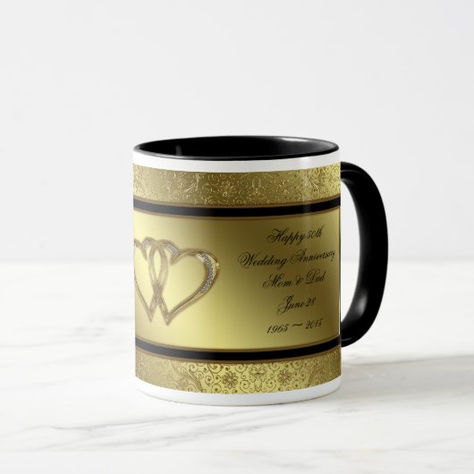 Klassieke Mok van Jubileum met gouden weddenschapp (Voorkant rechts)