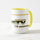 Klassieke Mok van MEYETV - 15 jaar (Voorkant rechts)