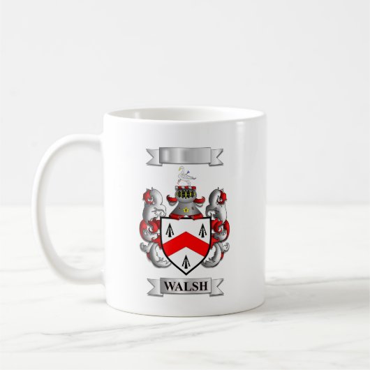 Klassieke mok Walsh achternaam en schild (Links)