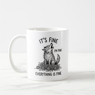 Klassieke mok: Whimsical huilende wolf angst humor Koffiemok