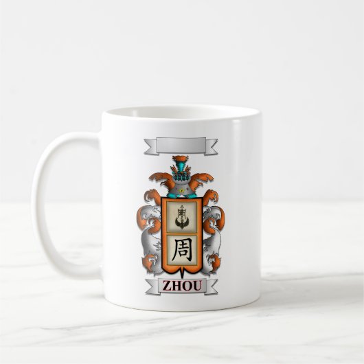 Klassieke mok Zhou achternaam en schild (Links)