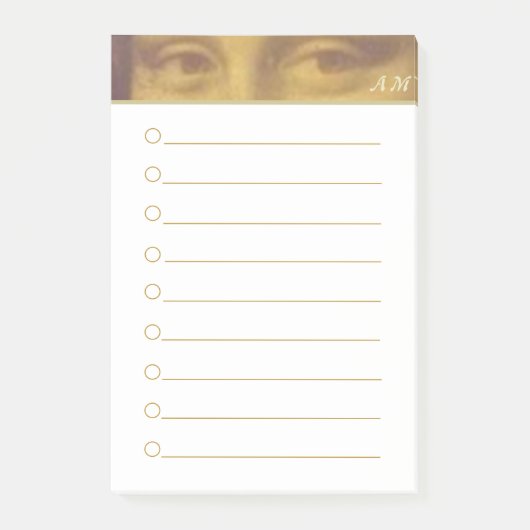 Klassieke Mona Lisa Ogen & Monogram Gelinieerd Post-it® Notes (Voorkant)