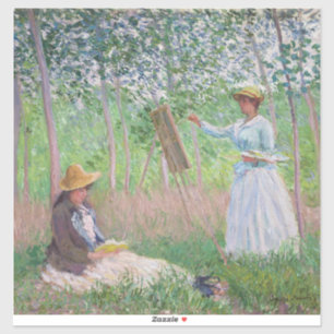 Klassieke Monet-bos met gevlekt zonlicht Kunst Sticker