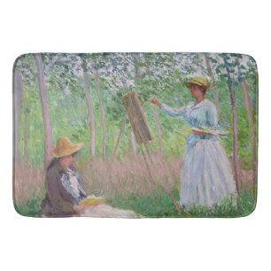 Klassieke Monet-boslandschapkunst met gevlekt zonl Badmat