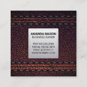 Klassieke monogram | Achtergrond leder Vierkante Visitekaartje (Achterkant)