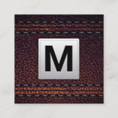 Klassieke monogram | Achtergrond leder Vierkante Visitekaartje (Voorkant)