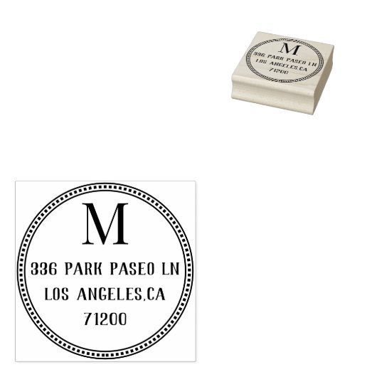 Klassieke Monogram Afdichting Rond Retouradres Rub Rubberstempel (Gestempeld)