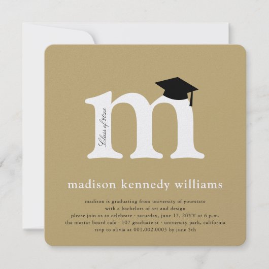 Klassieke monogram Alfabet M Fotogradatie Partij Kaart (Voorkant)