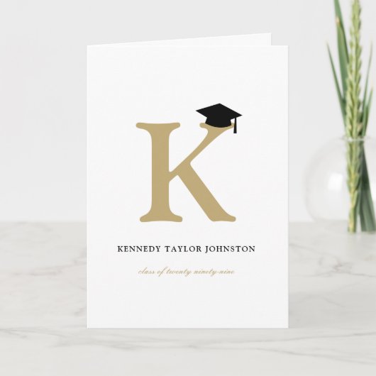 Klassieke monogram Alfabet Simple Photo Afstuderen Aankondiging (Voorkant)