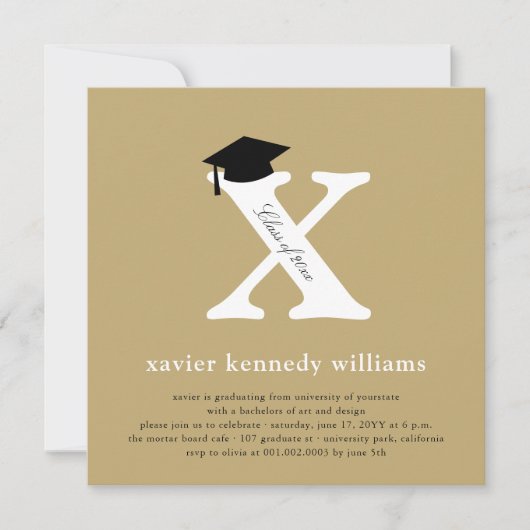 Klassieke monogram Alfabet X Fotogradatie Partij Kaart (Voorkant)