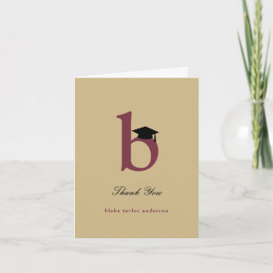 Klassieke Monogram B Afstudeerhoed Foto Modern Bedankkaart