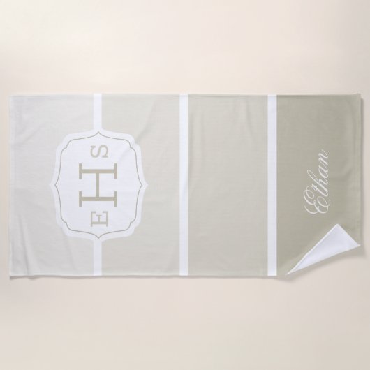 Klassieke Monogram beige de Steekproeven van de Ve Strandlaken (Voorkant)