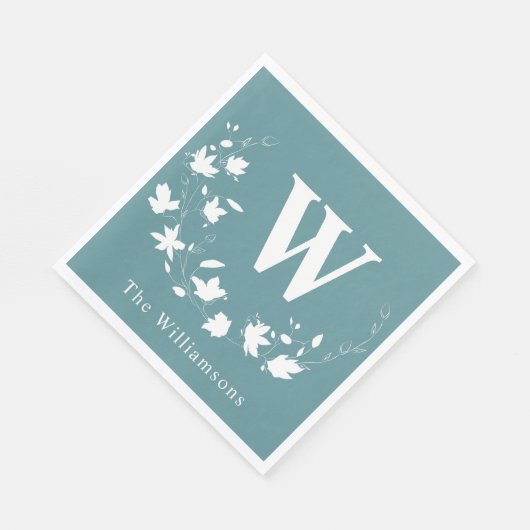 Klassieke monogram bijtende botanische poot Blauwg Servet (Hoek)