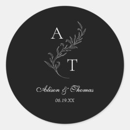 Klassieke Monogram blad bruiloft envelop afdichtin Ronde Sticker
